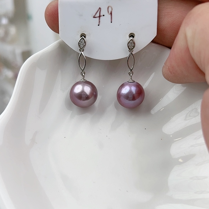 银S925镶嵌耳饰淡水珍珠