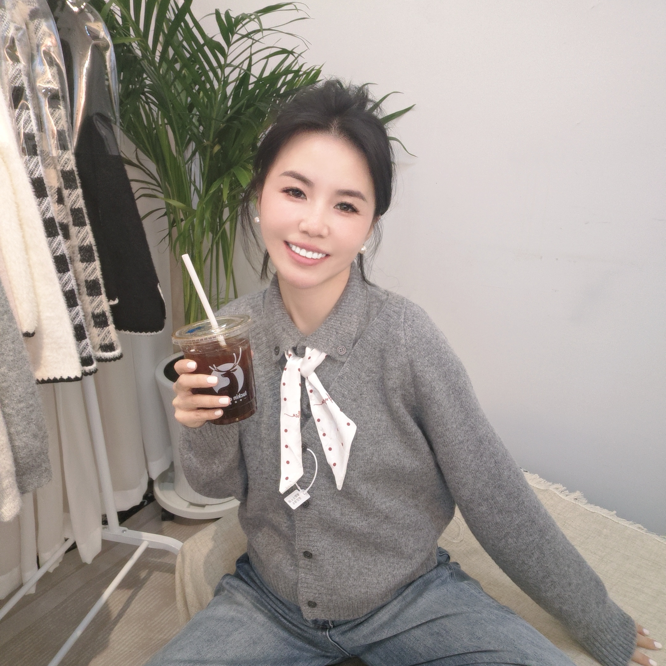 秋冬高级感甜美开衫外套小众个性气质百搭通勤韩系小香风蝴蝶结