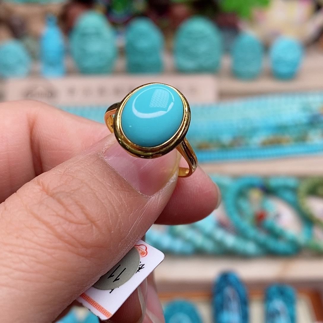 绿松石珠宝奇石18K金镶嵌