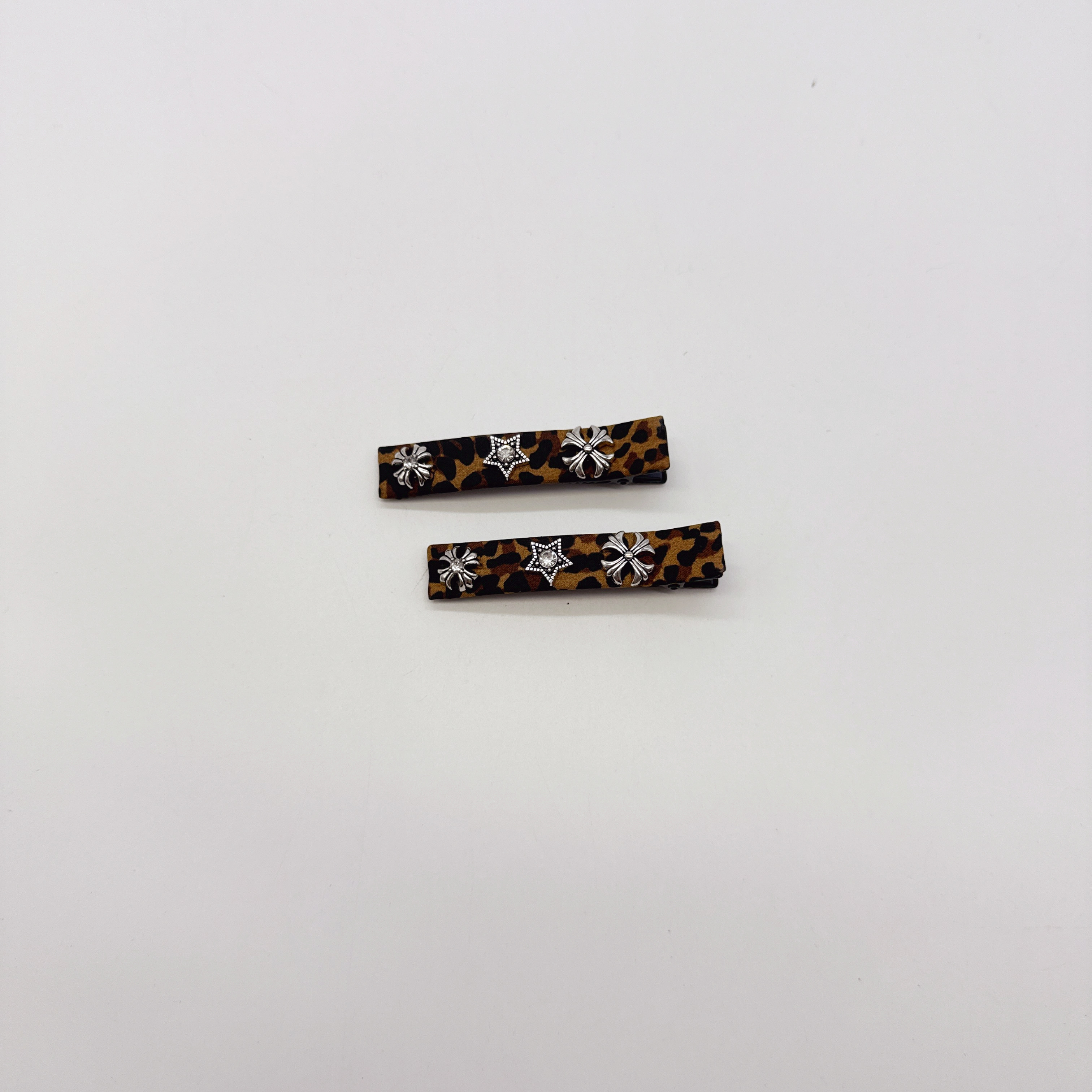 Mi33 豹纹闪钻星星十字一字鸭嘴夹 Y14060K1-5