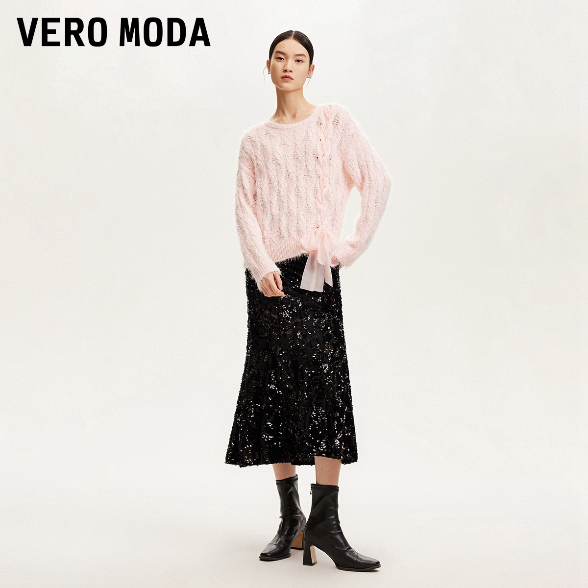 Vero Moda半身裙【浮光掠影】亮片鱼尾高腰丝绒裙流光风老钱风
