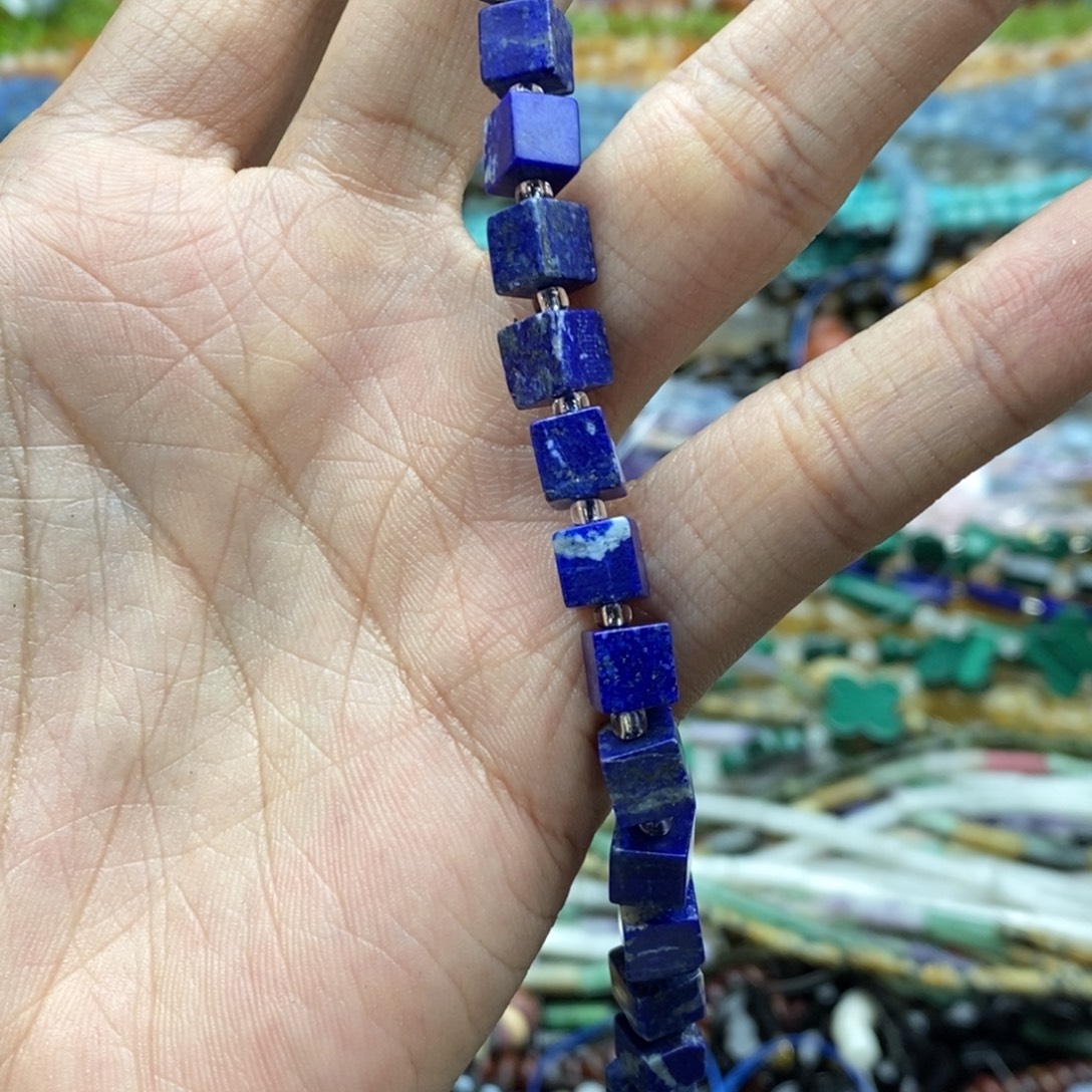 玛瑙/玉髓未镶嵌珠宝半成品五个6mm天然青金石方糖