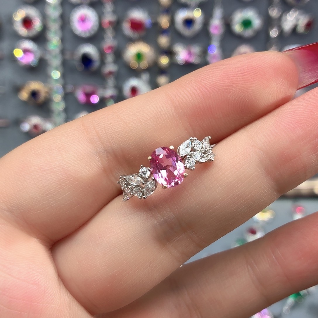 925银培育帕帕拉恰色粉蓝宝