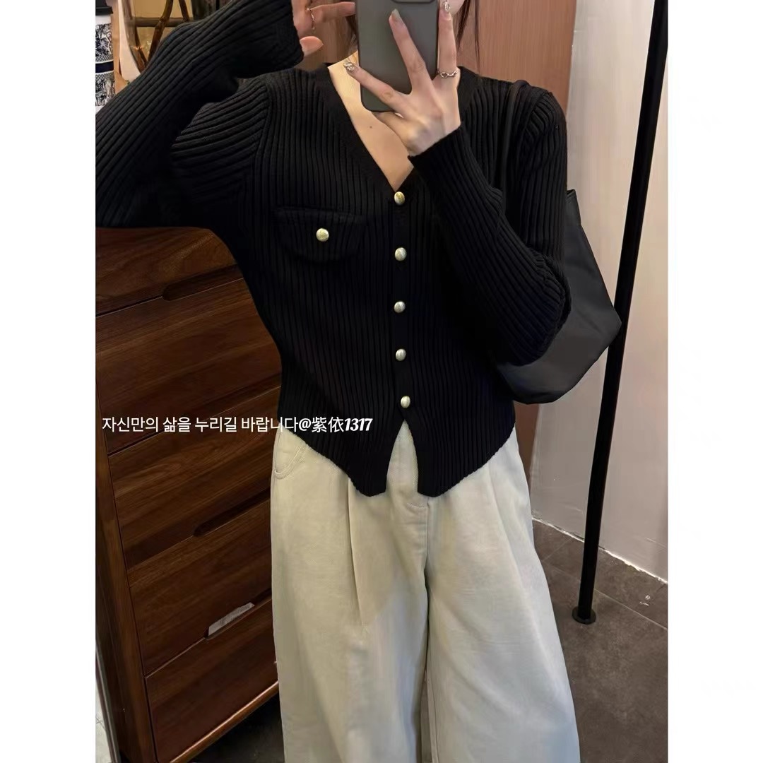 【晴空蓝】开衫外套3512超柔软新款高品质V领小香风毛衣