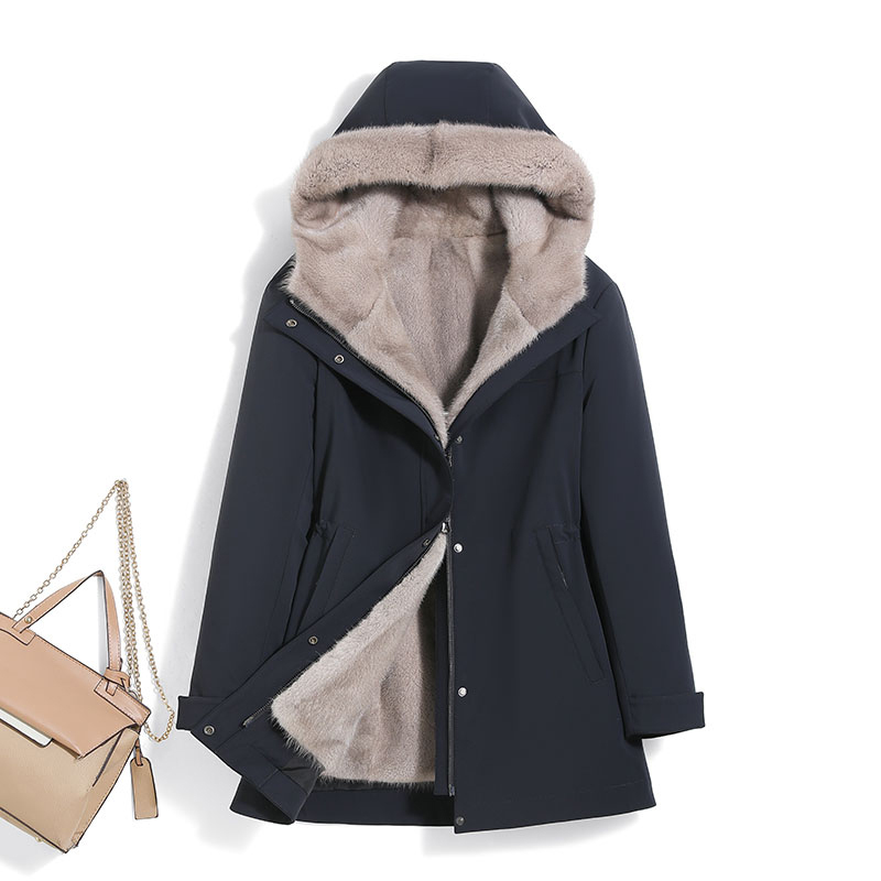 巴斯琛80派克服女2025新款整貂内胆可拆卸中长款尼克服皮草冲锋衣