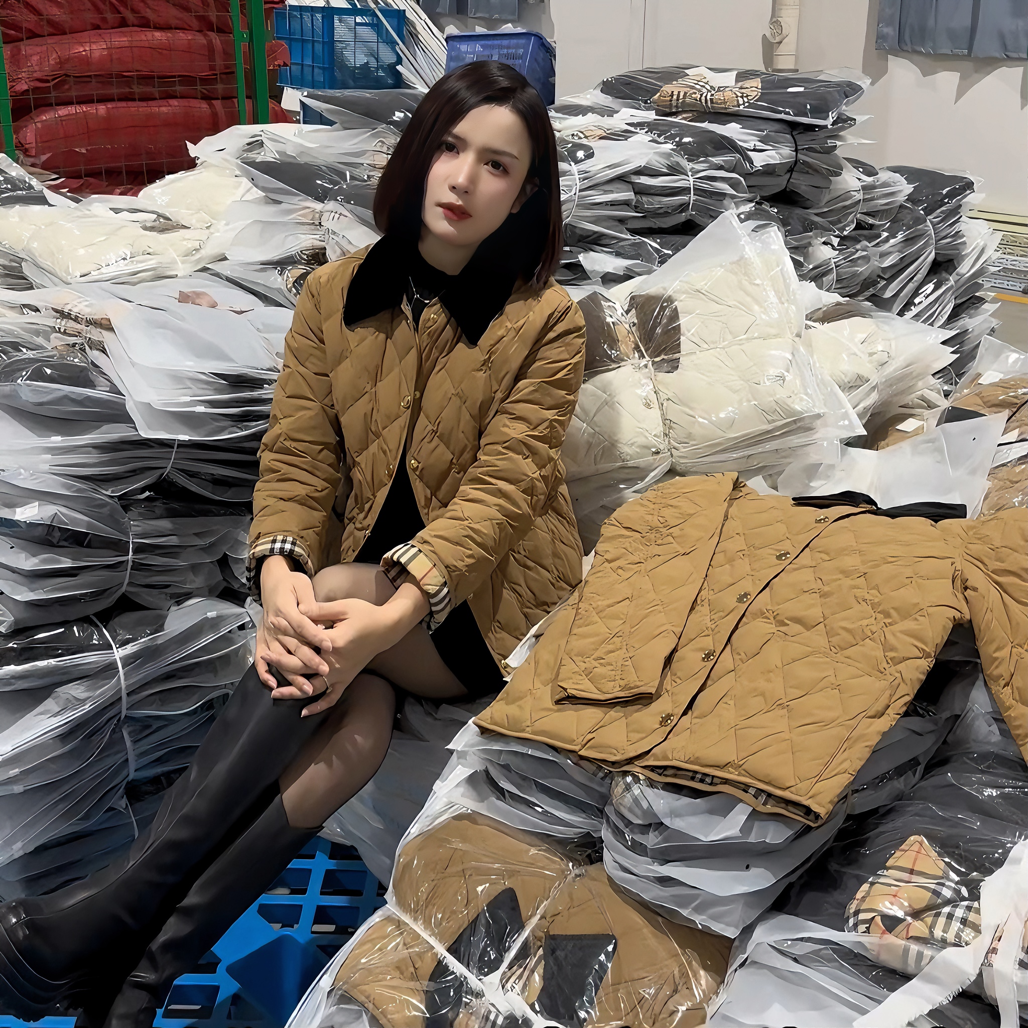 萍姐新款菱格复古风【岁月如歌】秋季新品时尚羽绒服百搭休闲82A21