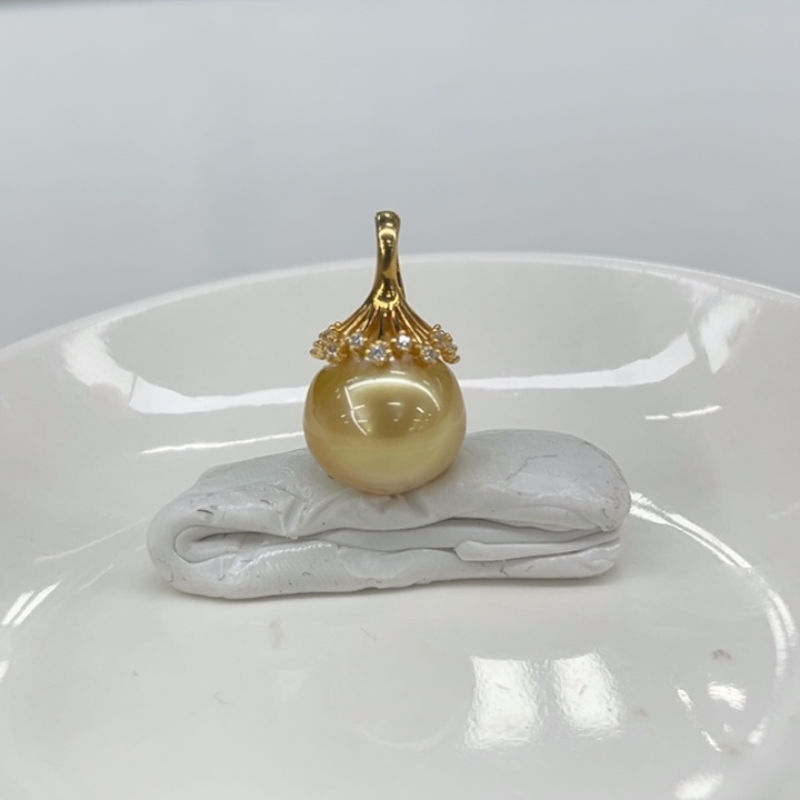 银S925镶嵌吊坠(不含链)海水珍珠13-14mm