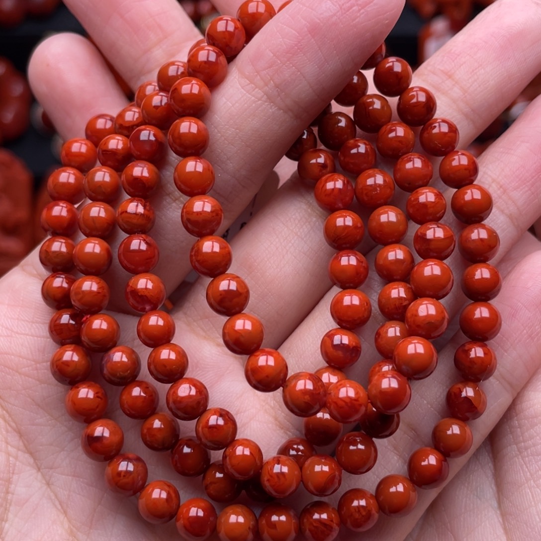 南红玛瑙未镶嵌珠宝奇石多圈6mm