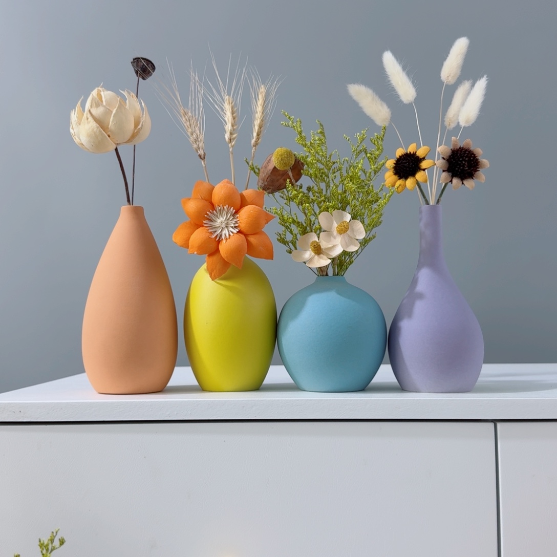 摆件陶瓷花瓶摆件含花总高约20-30cm