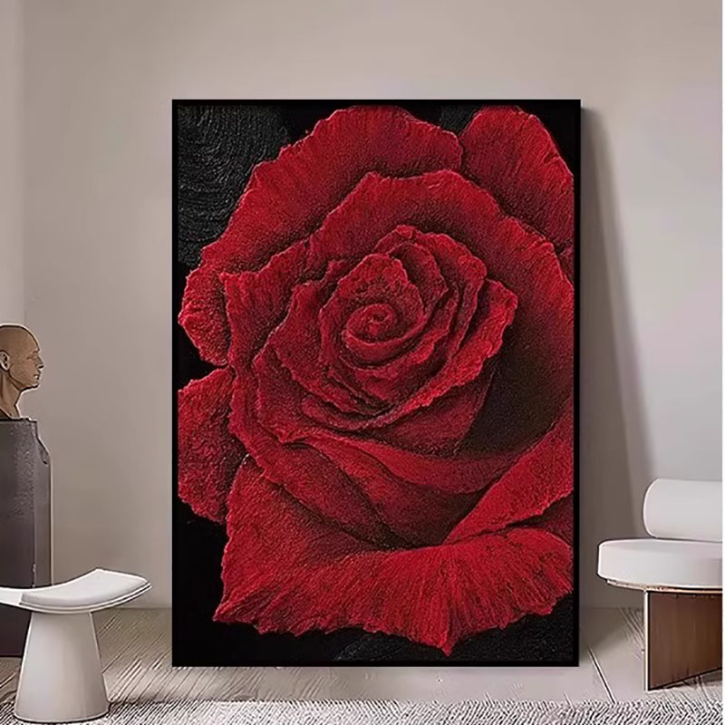 红玫瑰》简约奶油风浪漫轻奢客厅玄关装饰画意式极简高级感挂画