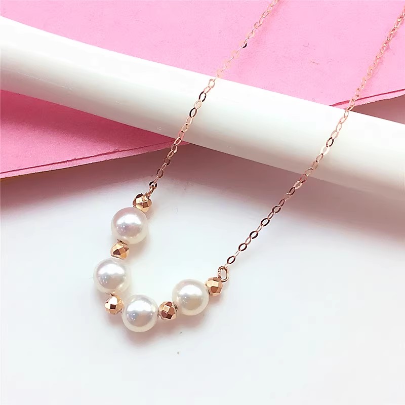 珍珠项链时尚气质优雅14K玫瑰金百搭项链