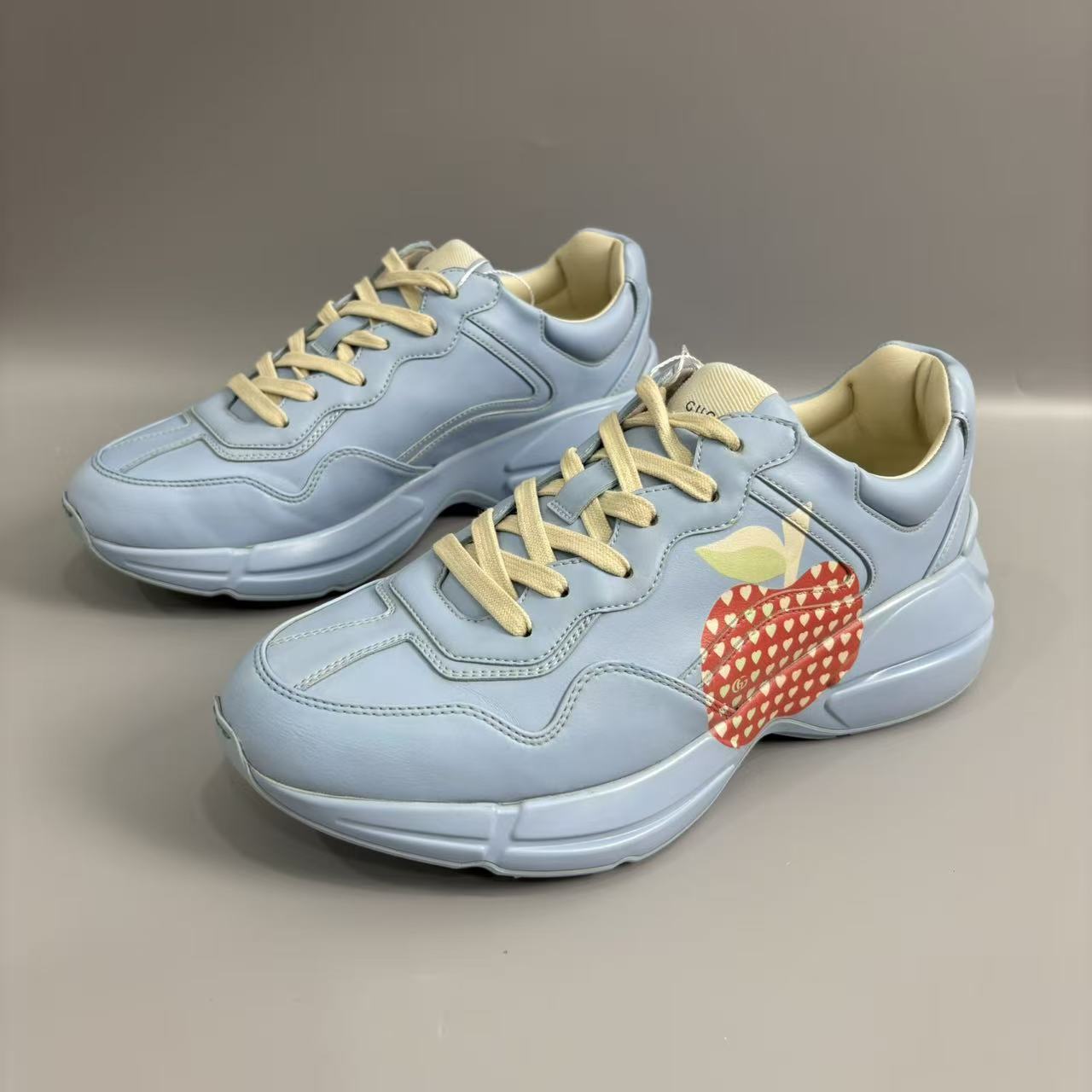 95新 GUCCI/古驰 蓝色苹果老爹鞋41.5欧码 jx258