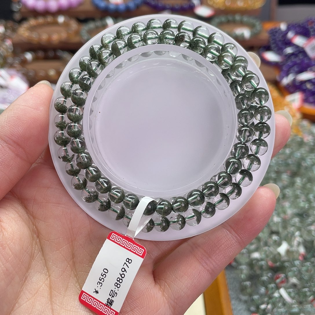 水晶手链未镶嵌绿幽灵多圈手链卡5.8