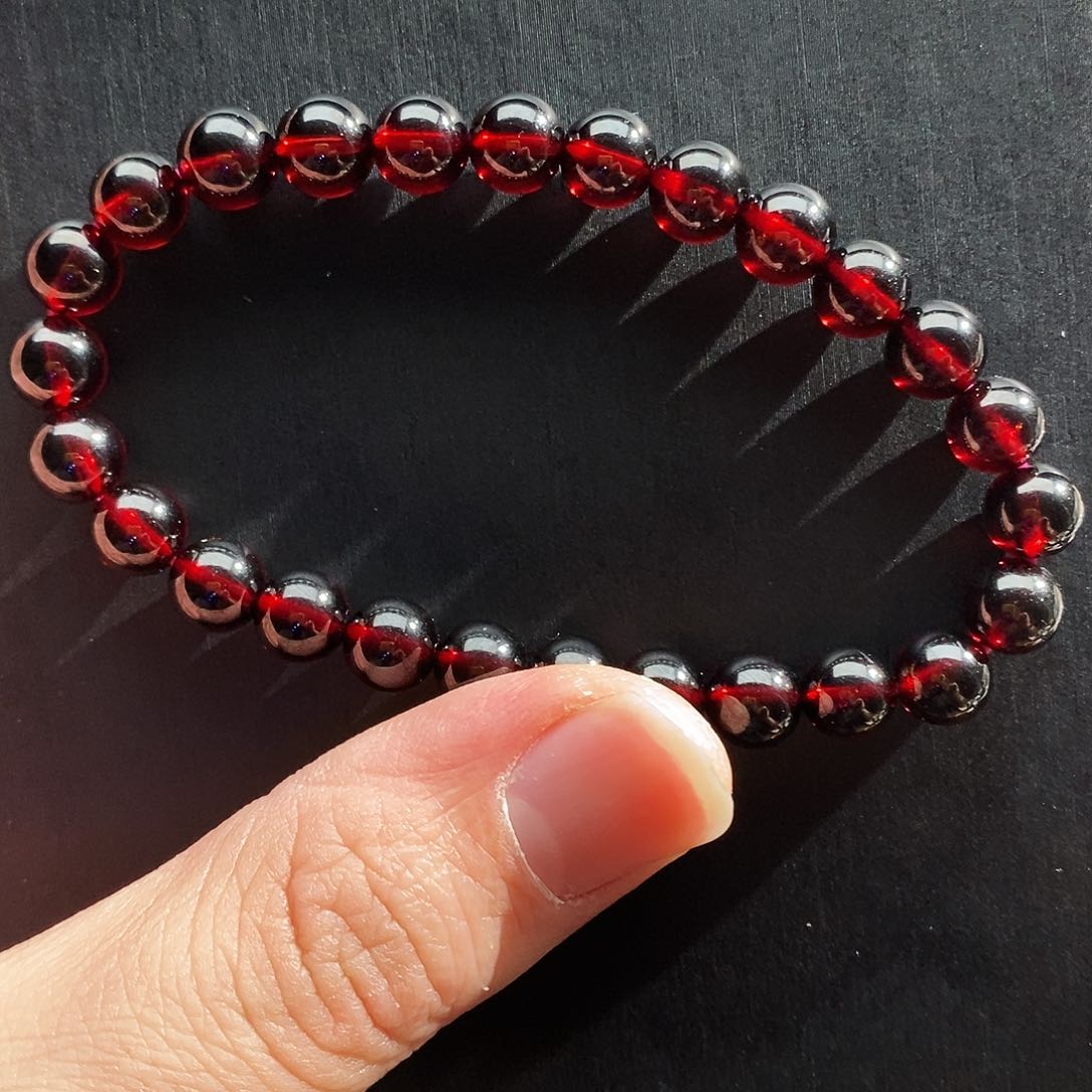 石榴石手链未镶嵌7.4mm9A酒红