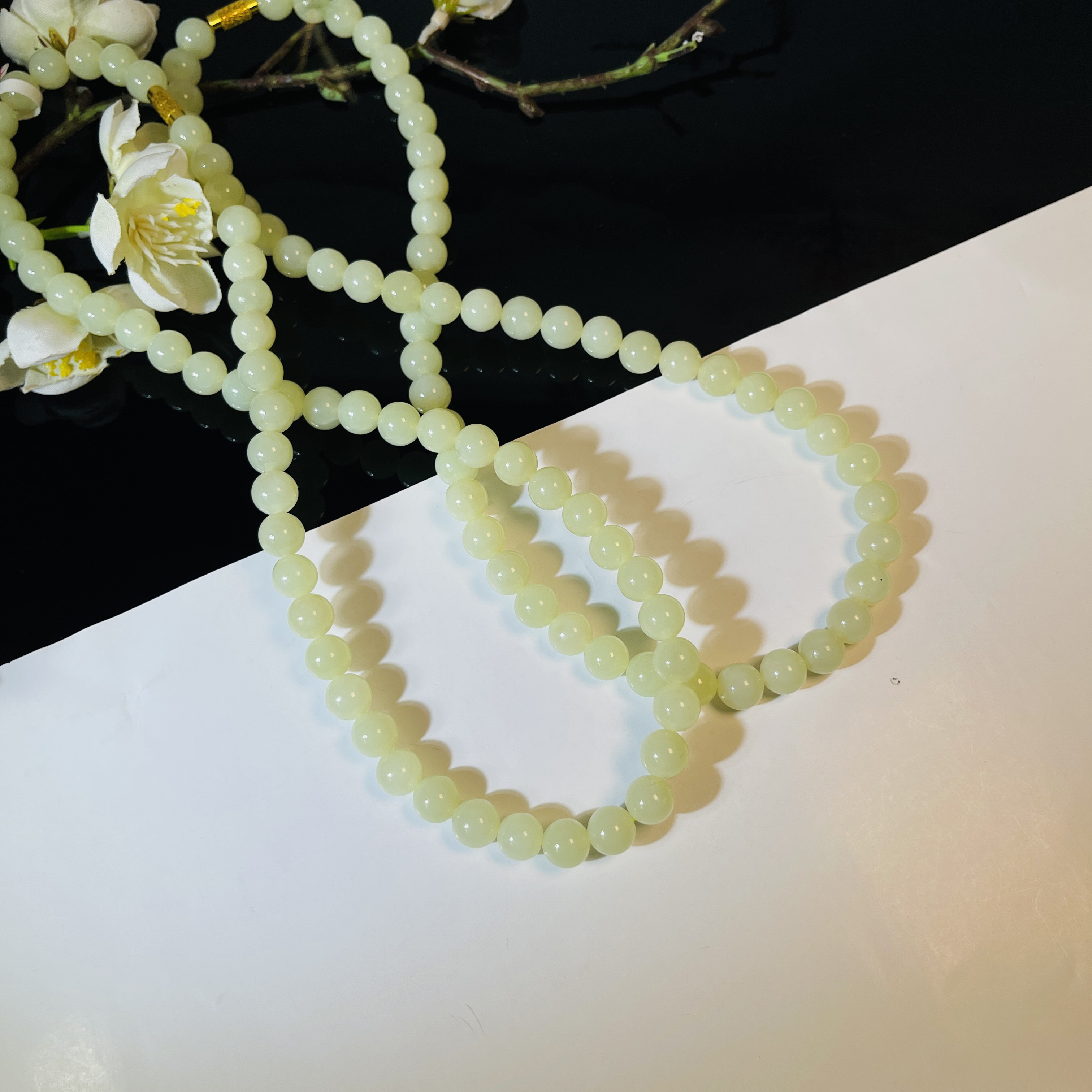 新疆和田玉若羌黄玉项链8mm699