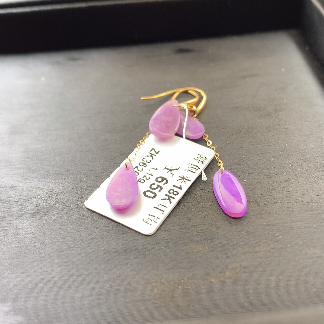 苏纪石（舒俱来）耳饰18K金镶嵌