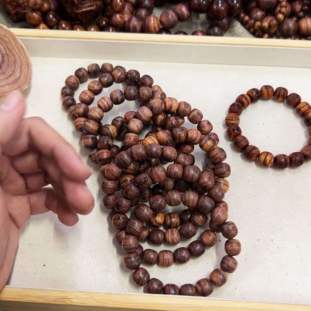 手串/手链黄花梨/降香黄檀12mm桶珠粗抛无胶无腊