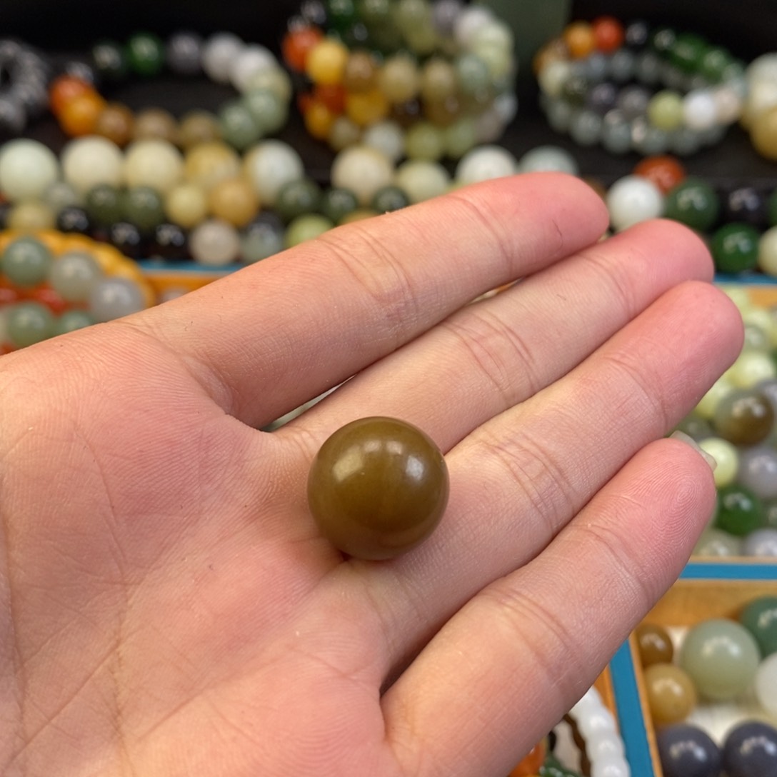 和田玉手串未镶嵌卡16且末糖单珠