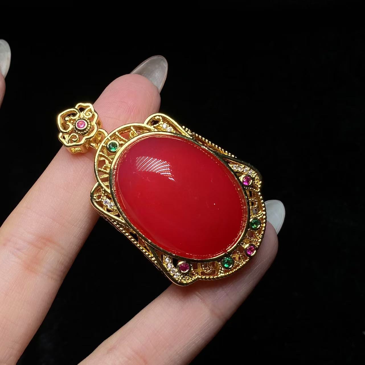 玛瑙蛋面吊坠（尺寸：30*22*13mm）-YM078