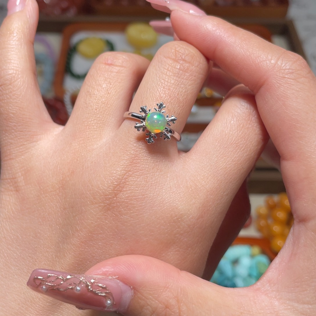 欧泊戒指银S925镶嵌戒指