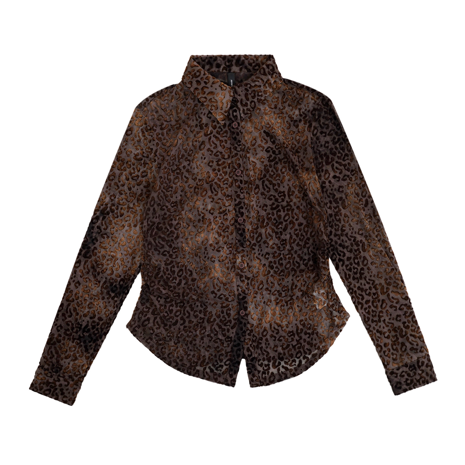 GGAHOLIDAY时尚休闲百搭气质衬衣复古长袖修身豹纹衬衫-161014