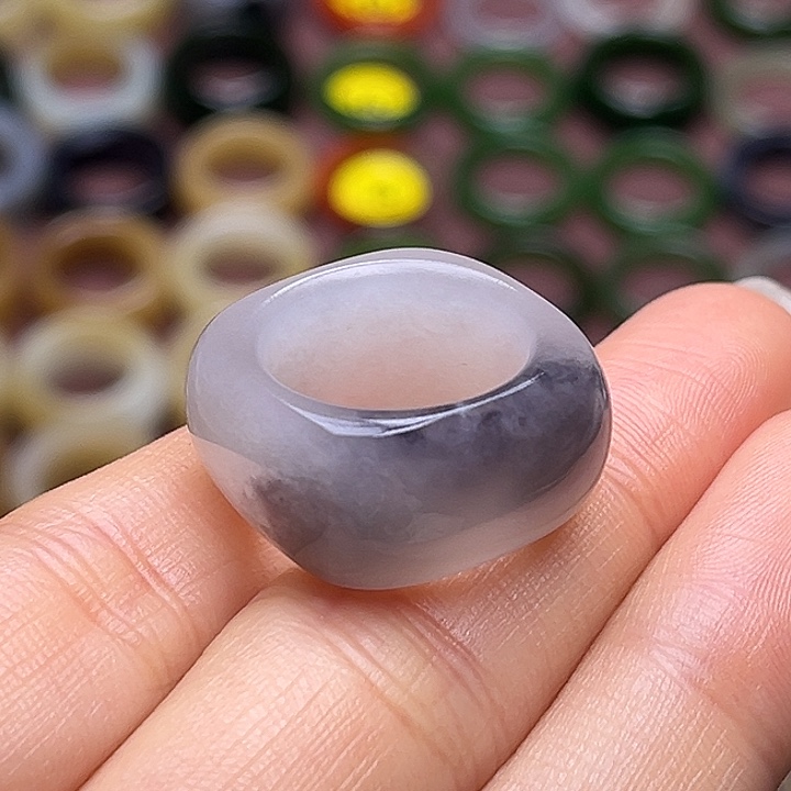 和田玉未镶嵌戒指16.5紫雾罗兰