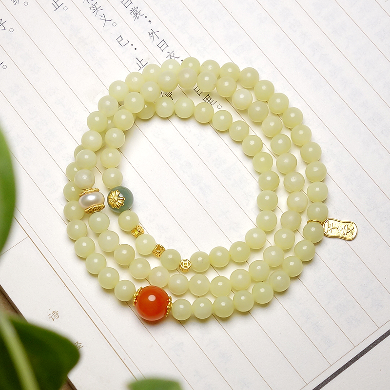【平安喜乐有钱花】和田玉黄玉多圈手链手串