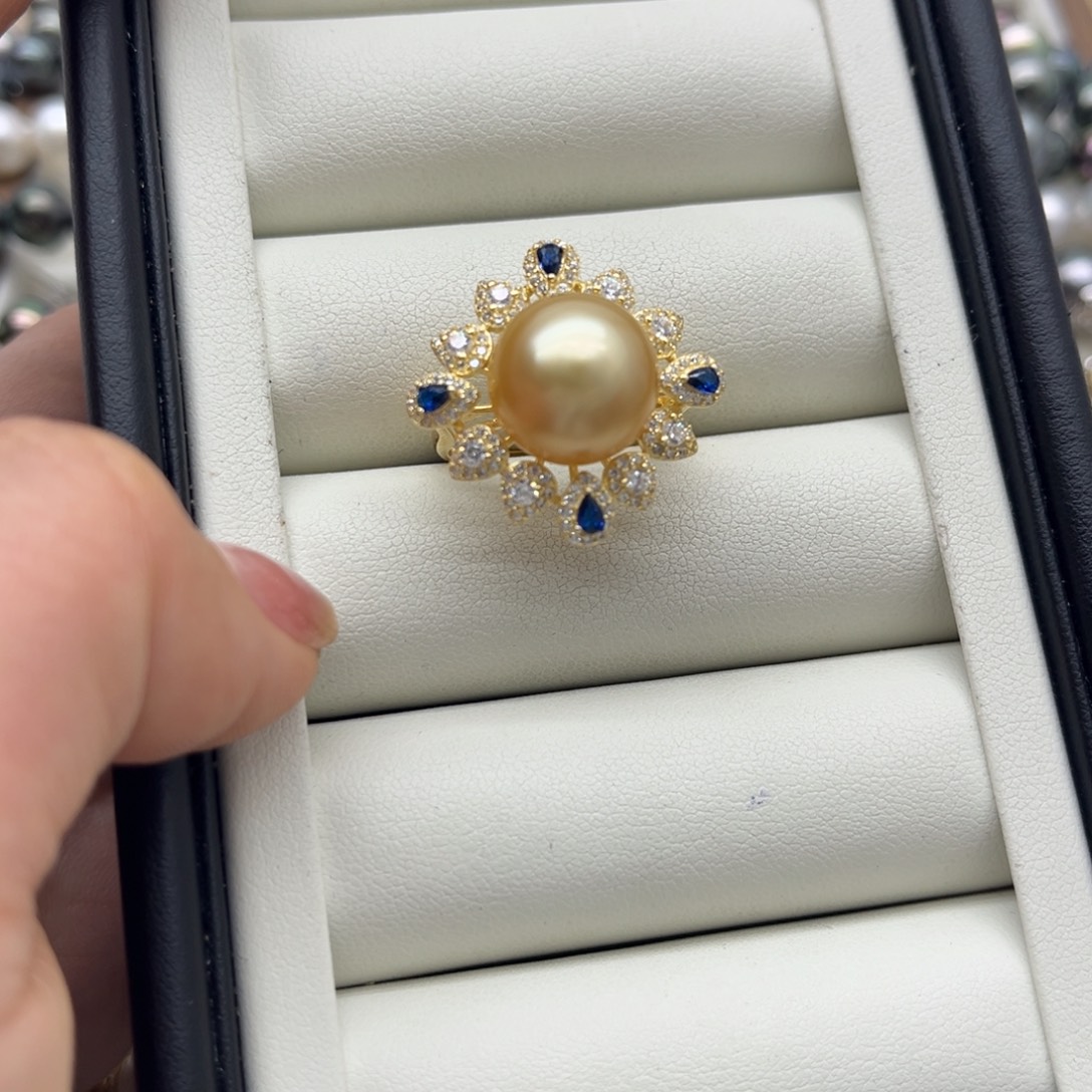 戒指银S925镶嵌海水珍珠