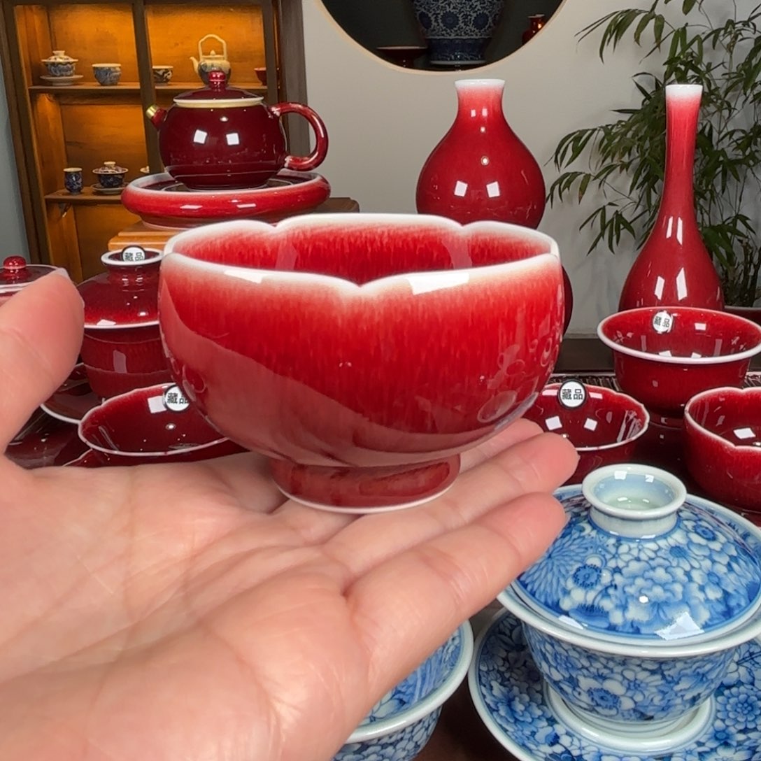 杯闻轩坊原矿郎红 花口禅定杯80cc