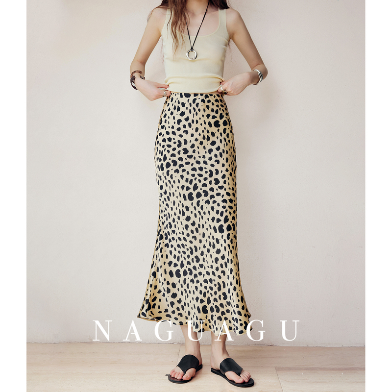 【千禧豹纹系列】16MM素皱缎蚕丝女装连衣裙FY1BQ0514-A