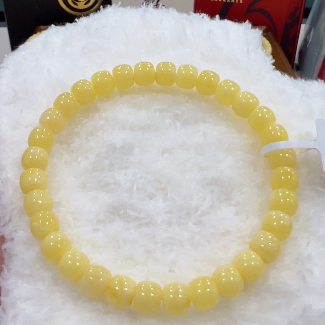 蜜蜡手链未镶嵌7m阿尔卑斯奶黄手串
