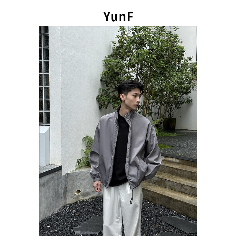  YunF 25A/W  秋季极简风时尚短宽版型立领夹克休闲外套