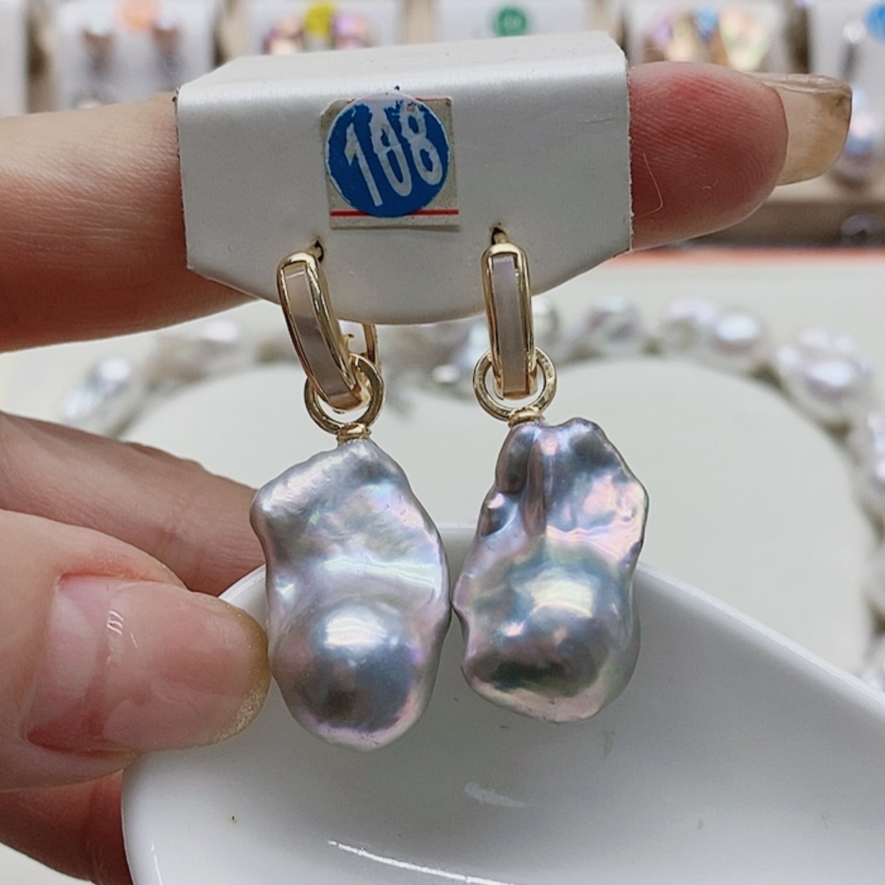 【闪购商品】银S925镶嵌淡水珍珠耳饰丫*儿