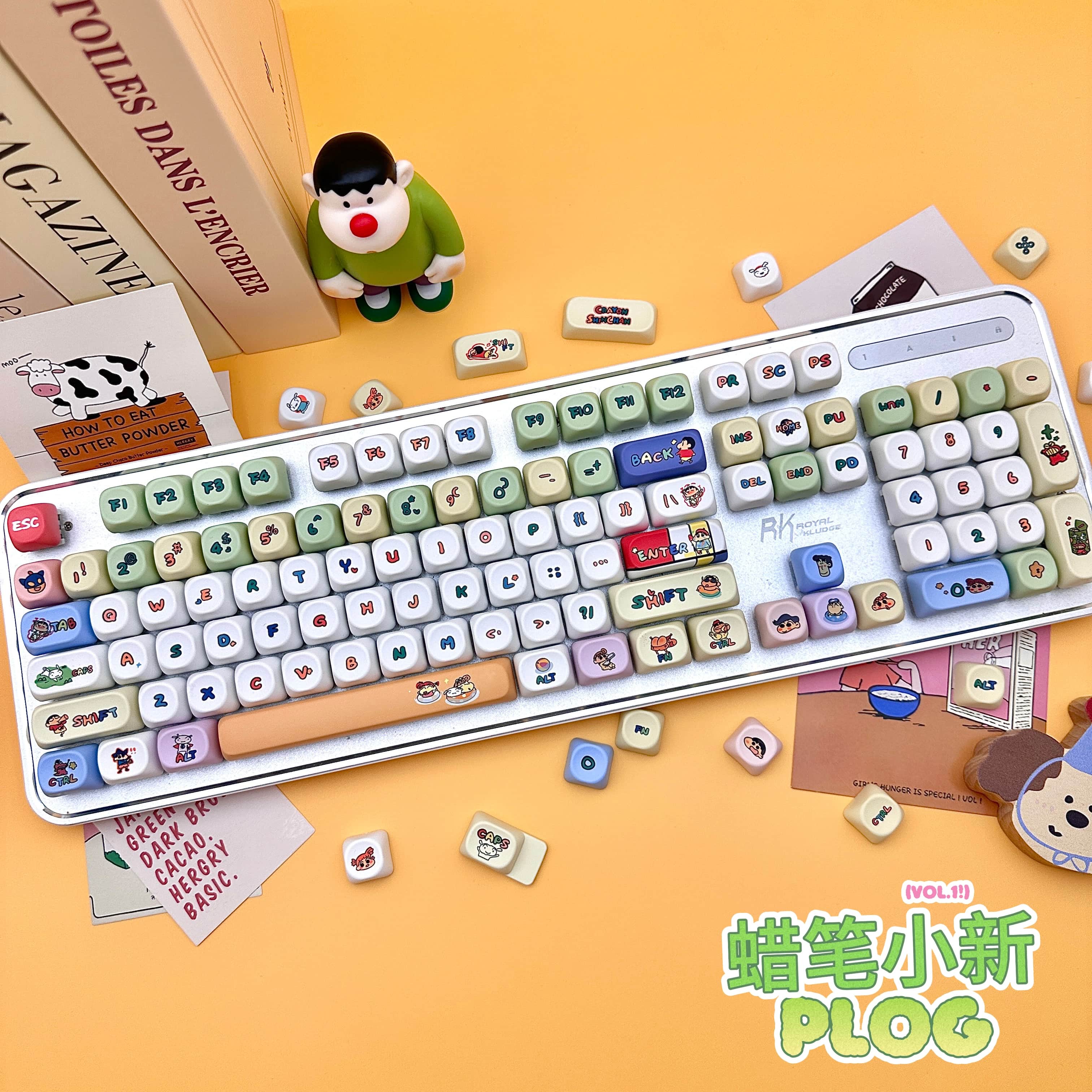 蜡笔小新键帽卡通可爱MOA高度热升华全套116颗适配十字轴机械键盘