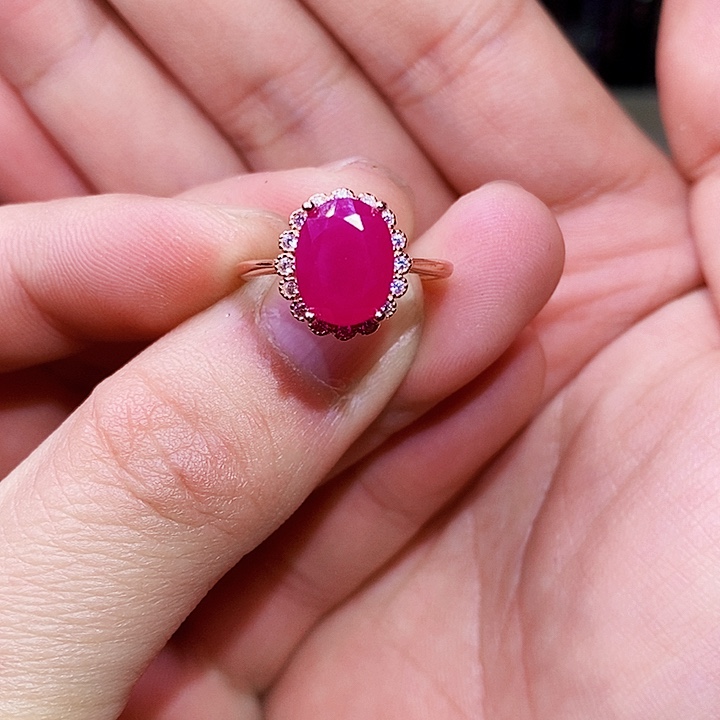 红宝石戒指银S925镶嵌芹*1111