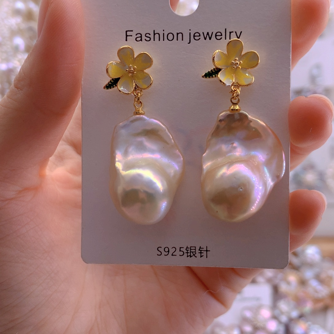 淡水珍珠未镶嵌发夹耳环