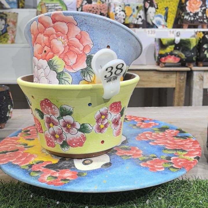 红泥花盆景德镇陶瓷