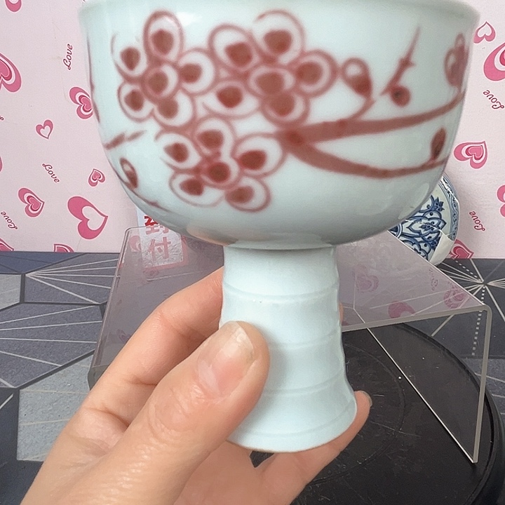 杯釉里红高足杯。。。