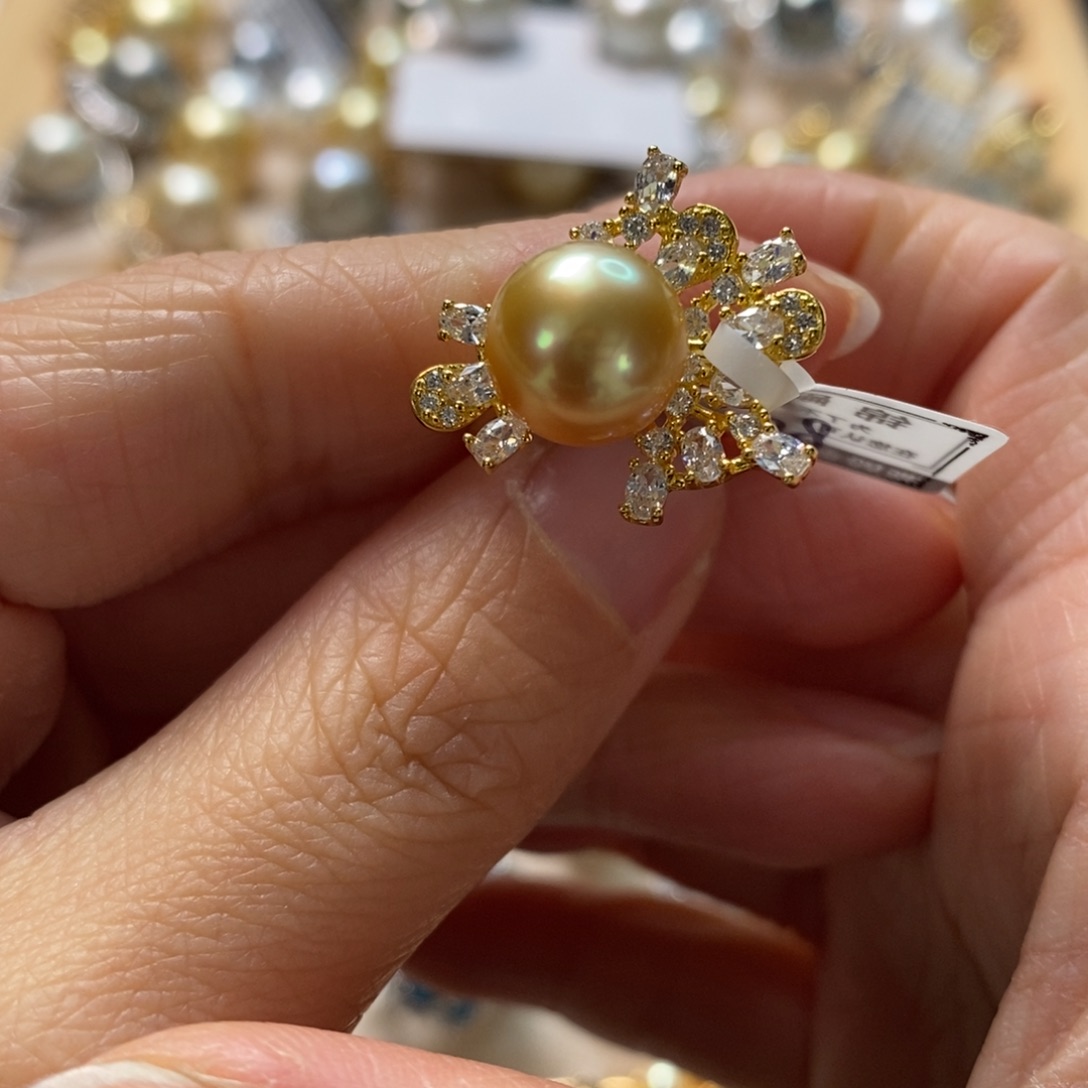 海水珍珠戒圈银S925镶嵌