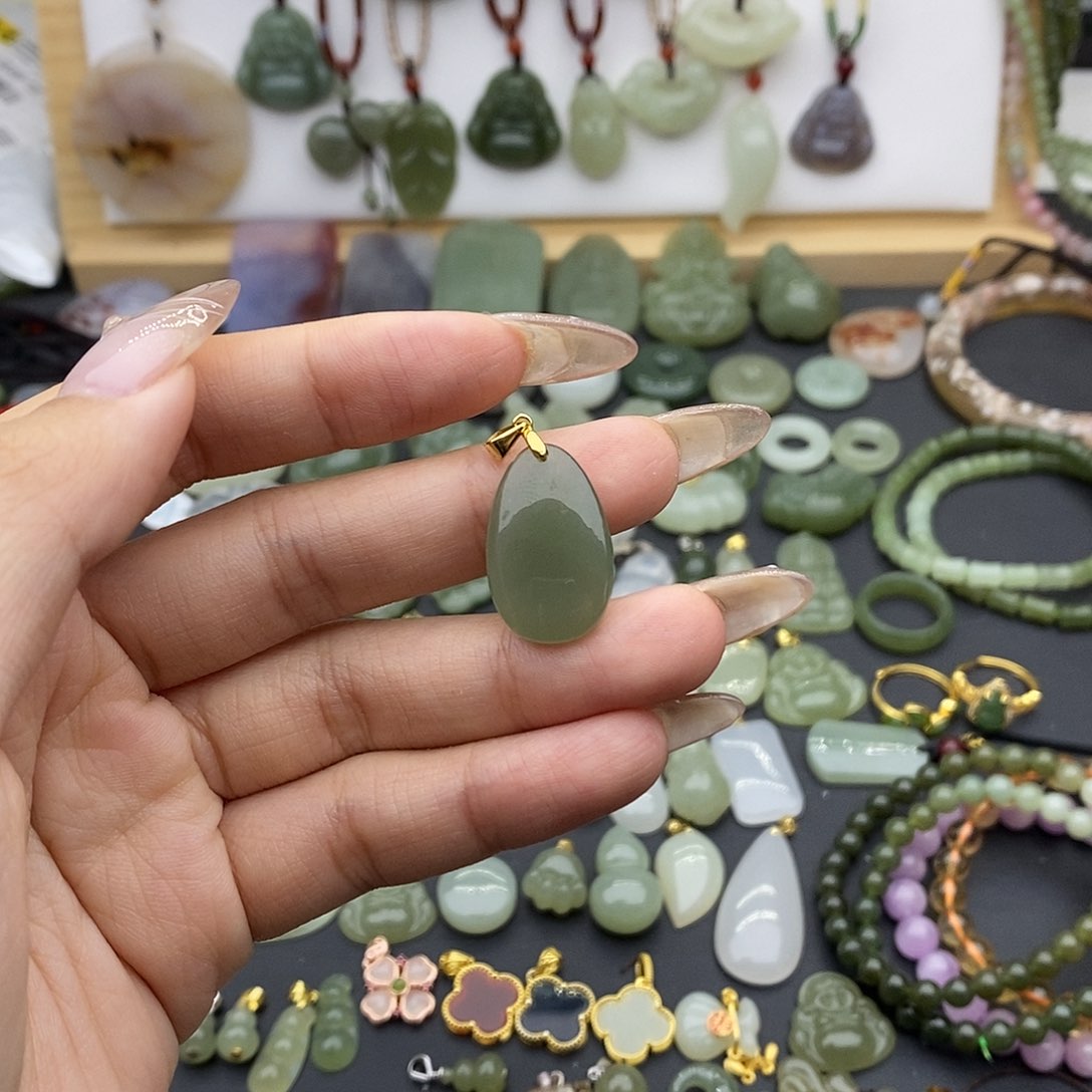 和田玉吊坠(不含链)银S925镶嵌