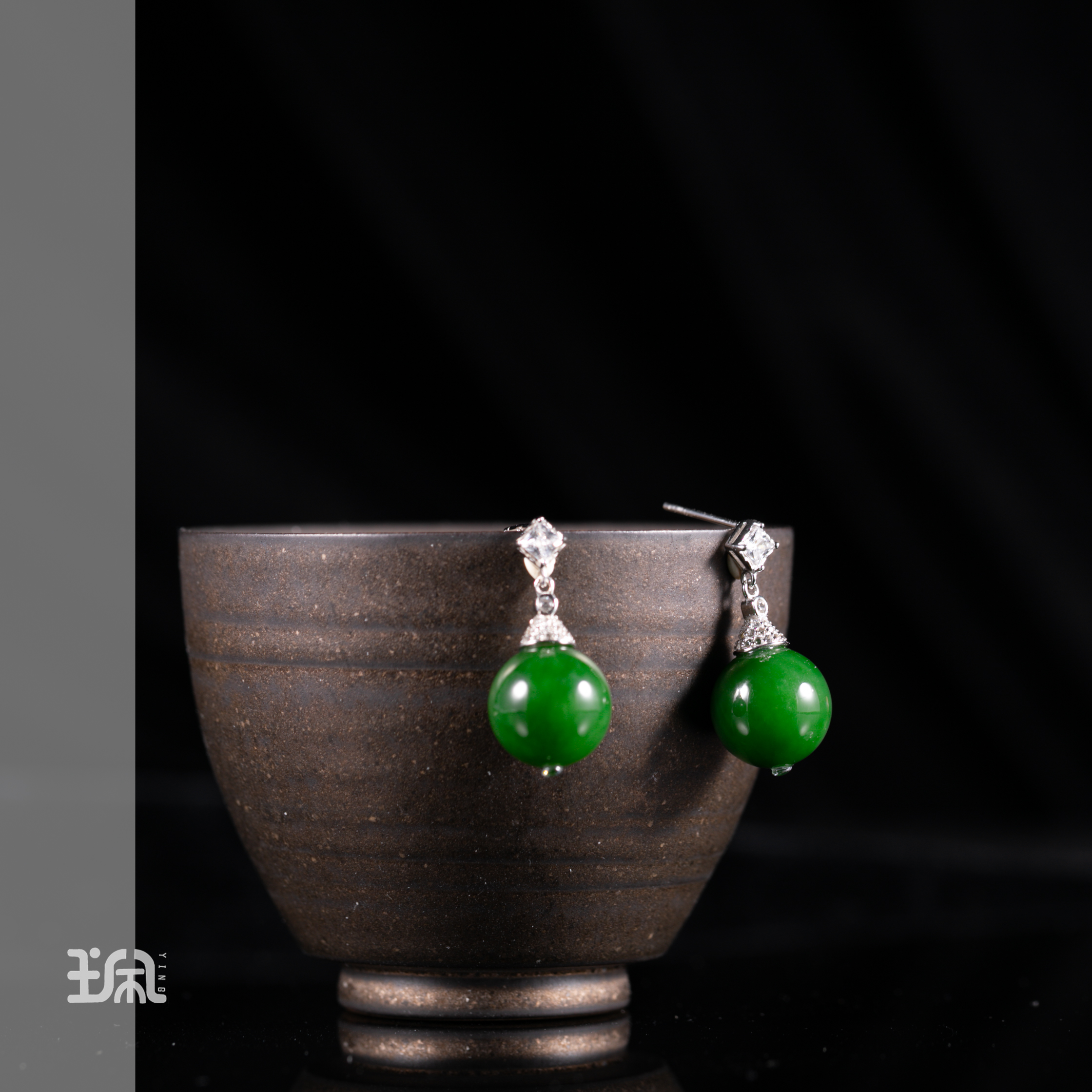 泉澜|和田玉*耳钉*S925银镶嵌YJA25021108多样性发其一