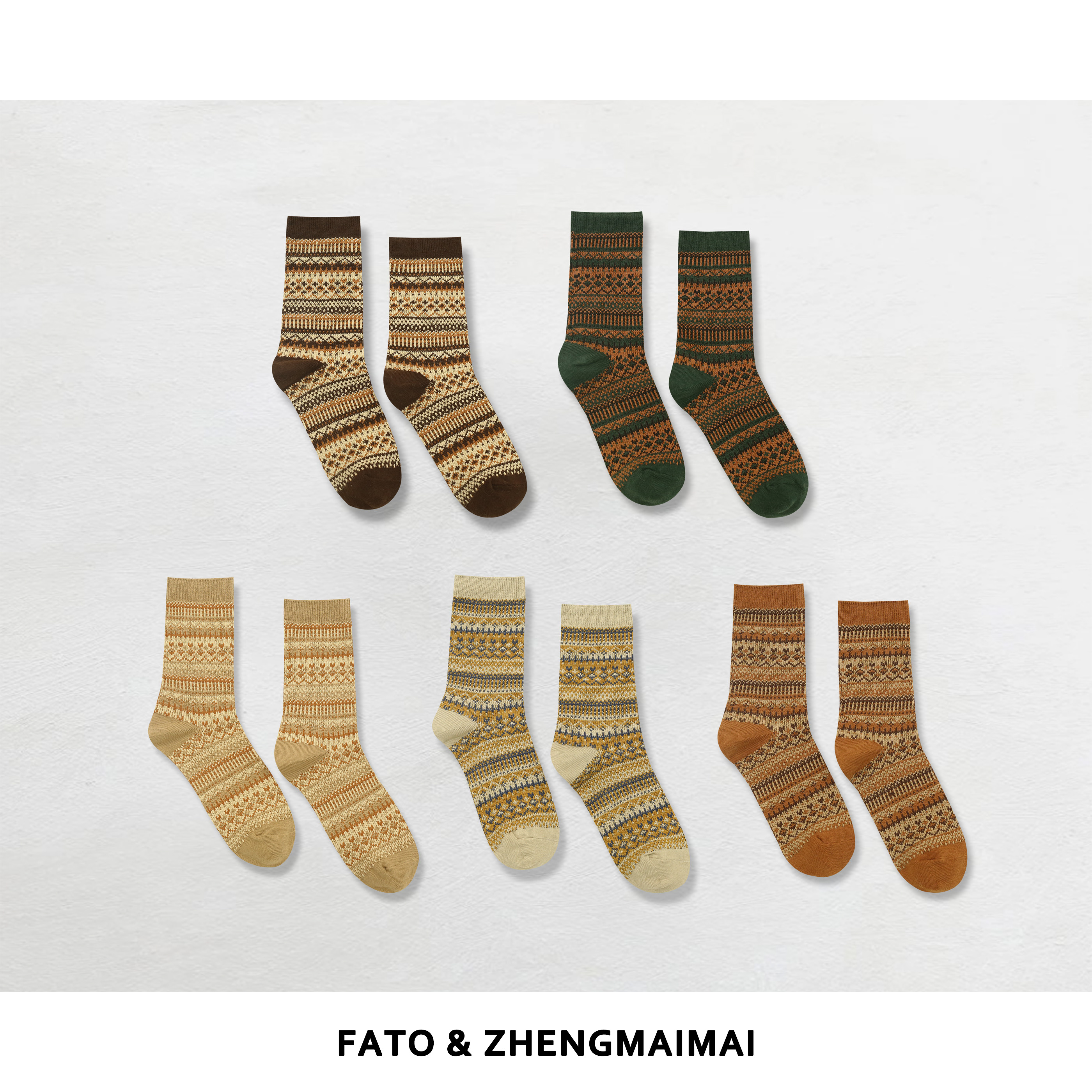 郑买买 圣诞袜 秋冬款经典百搭费尔岛针织氛围感袜 SD51218WZ