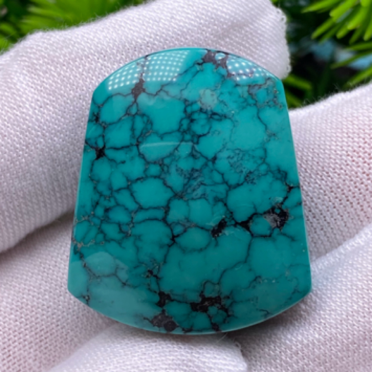 高瓷玉化网花平安无事牌尺寸28.4x24.2x12mm