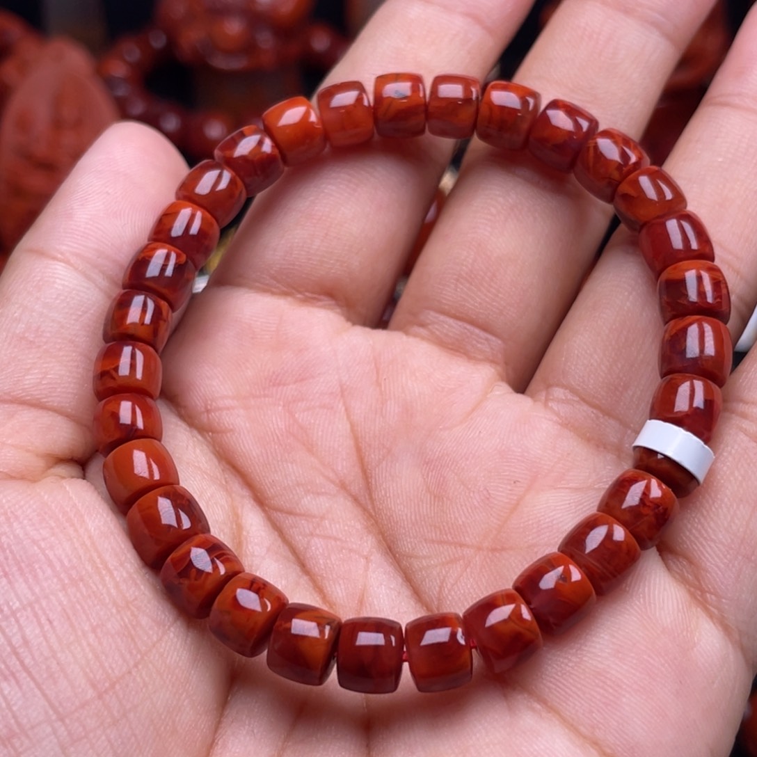 南红玛瑙珠宝奇石未镶嵌单圈7mm