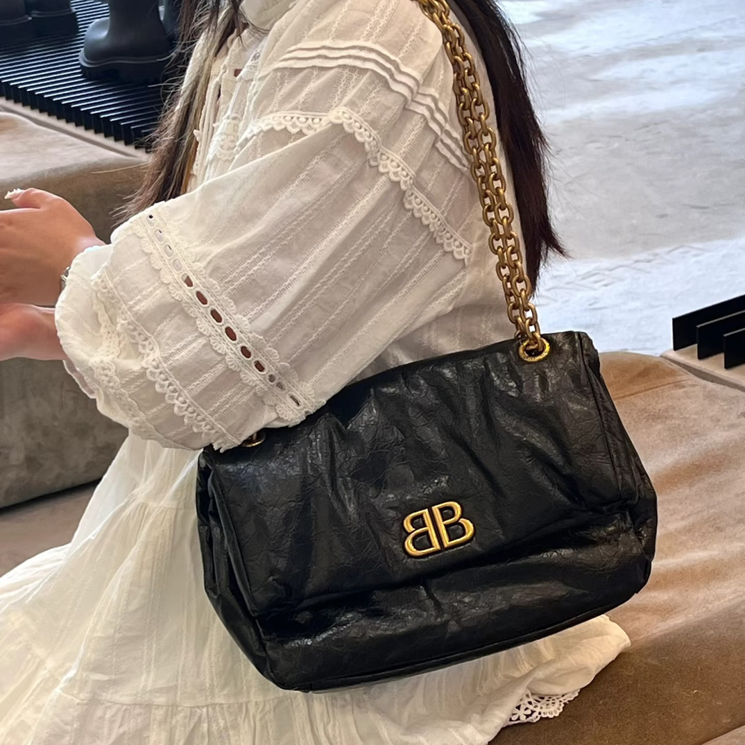 95新 Balenciaga/巴黎世家 御古屋/21320/黑金monaco小号