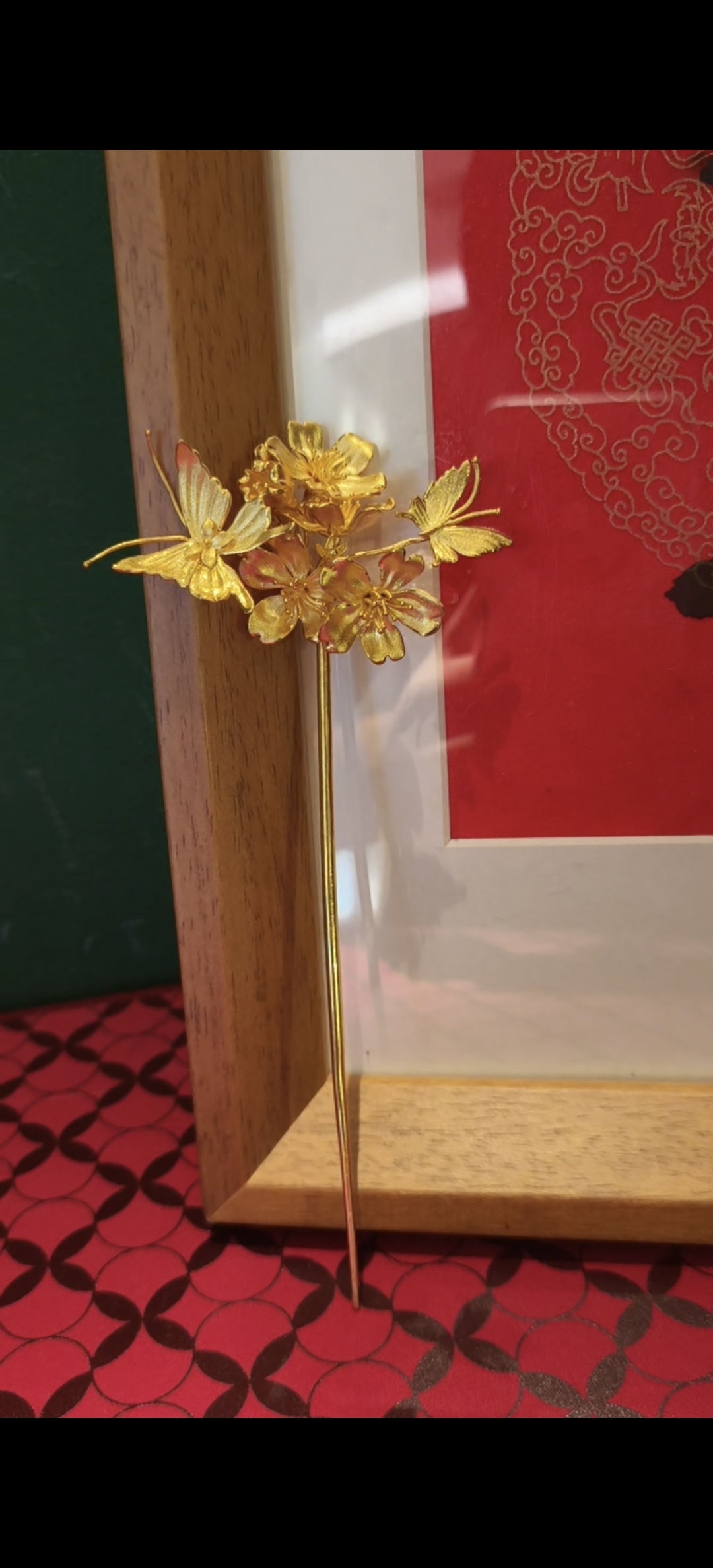 鳳喆錾刻镂空花丝精工工艺设计师款花簪足金999