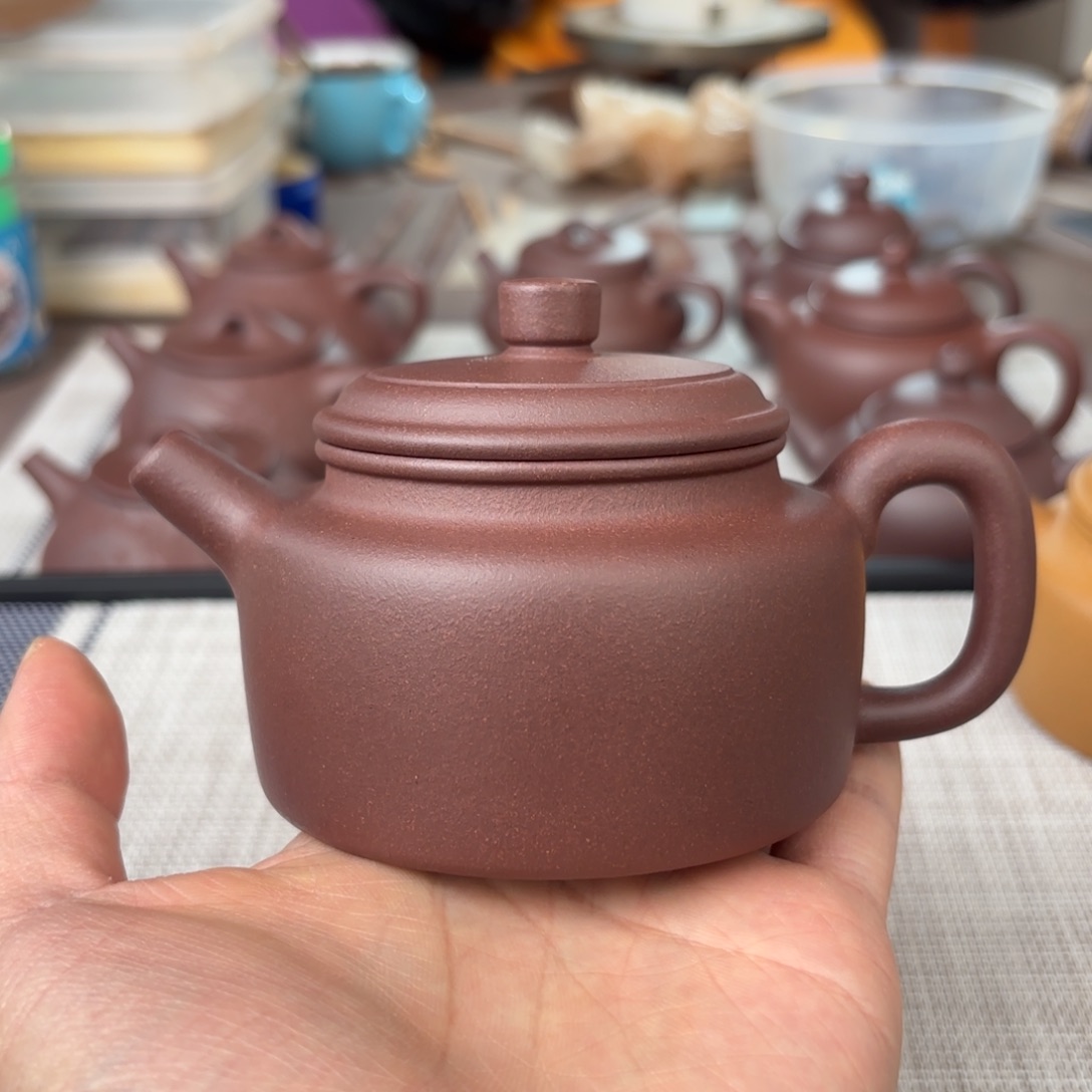 茶壶紫砂半手工老紫泥德钟壶200cc