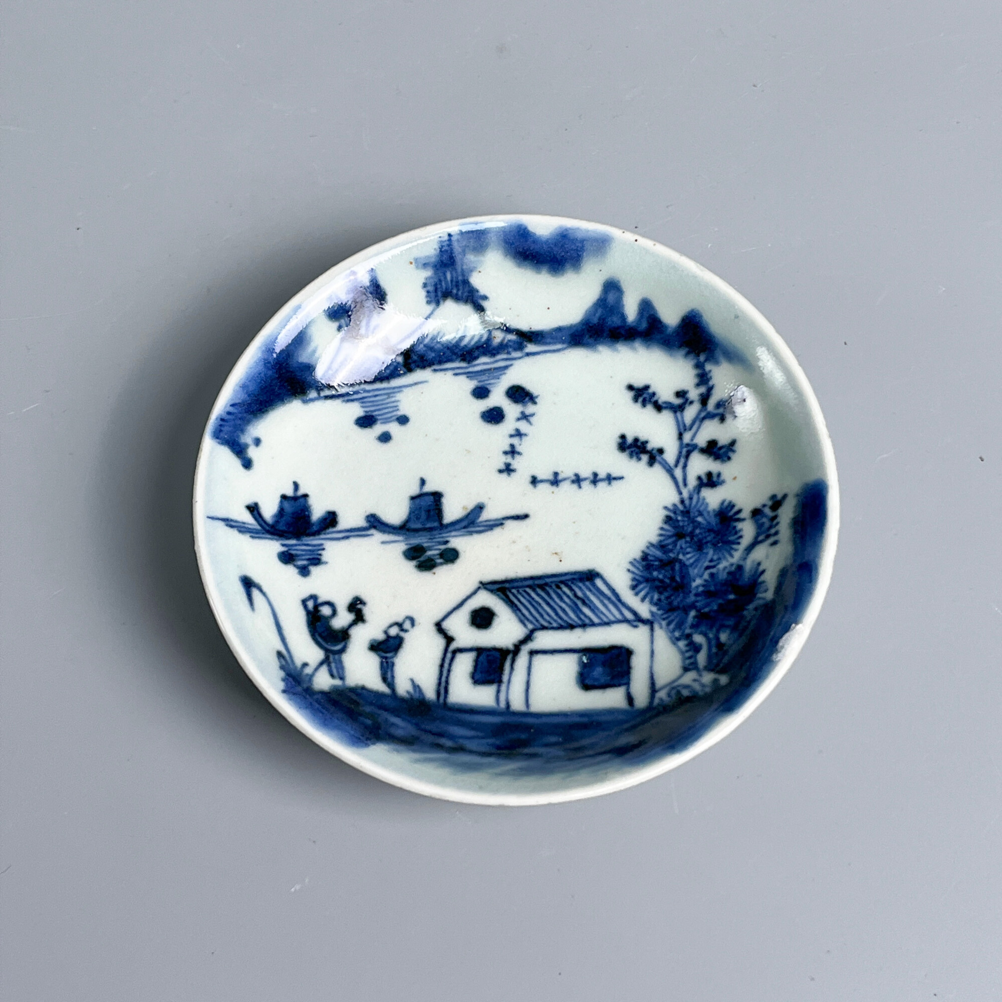 3.清中期 青花花卉风景盘6号/M2XGD001A58