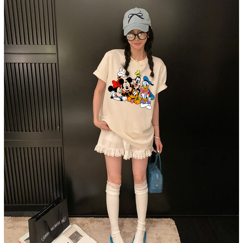 ins唐老鸭潮牌百搭t恤上衣洋气女装纯棉长袖打底衫港风出游服装女