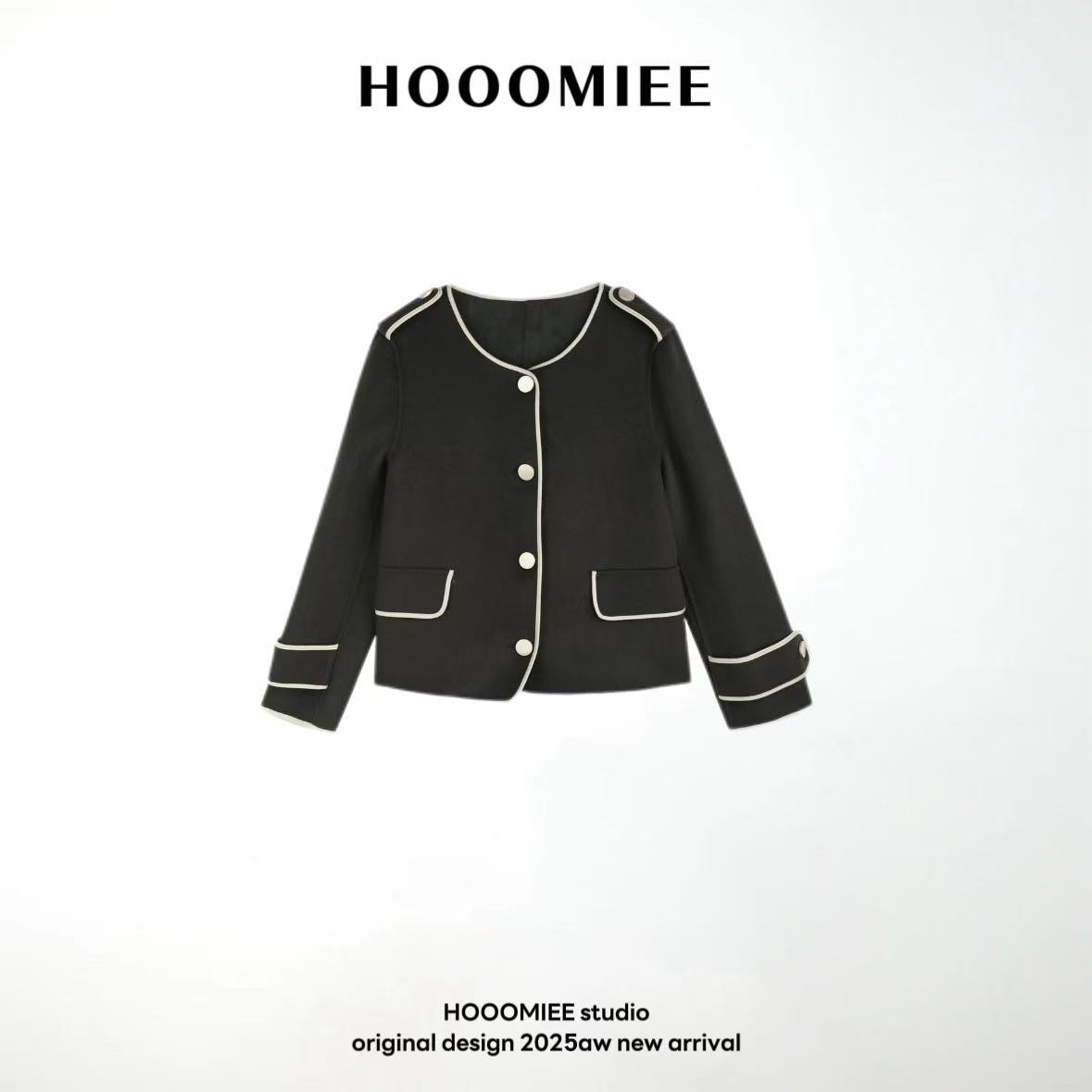 Hooomiee欧式简奢名媛气质圆领女士小外套DE2605